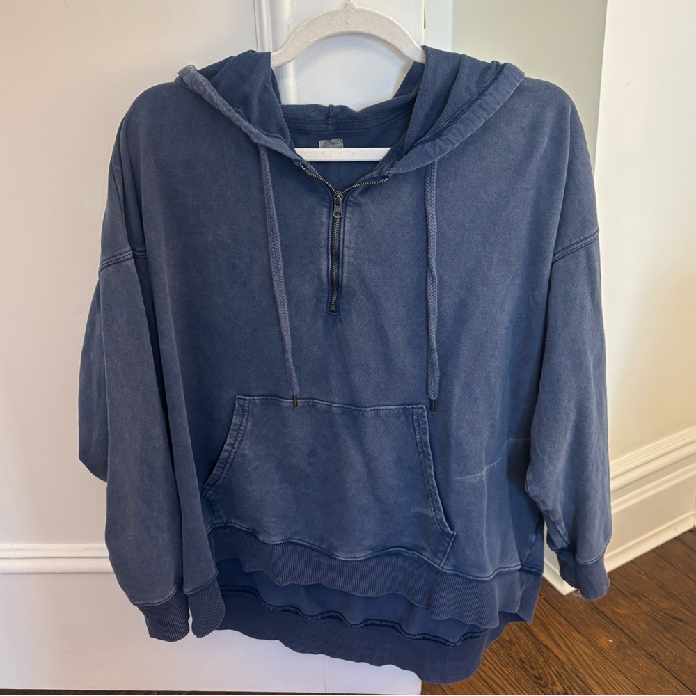aerie Faded Navy Half-Zip Hoodie